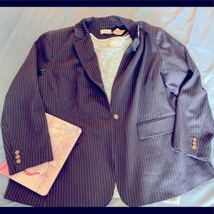 LOFT Plus Pinstripe Navy Blazer